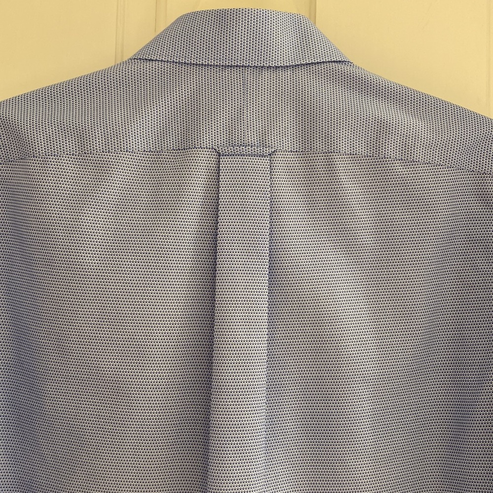Mens Gold Label blue long sleeve button down slim fit non-iron dress shirt - Picture 8 of 11